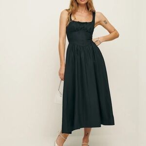 Reformation balia linen dress in black